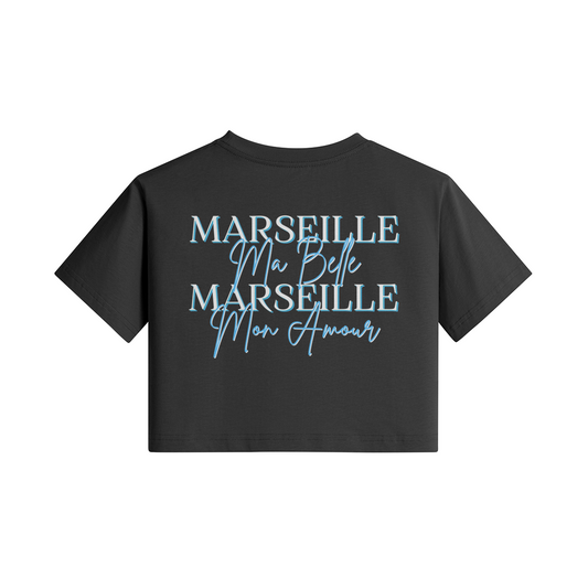 CROP TOP FEMME MARSEILLE MA BELLE MARSEILLE MON AMOUR NOIR